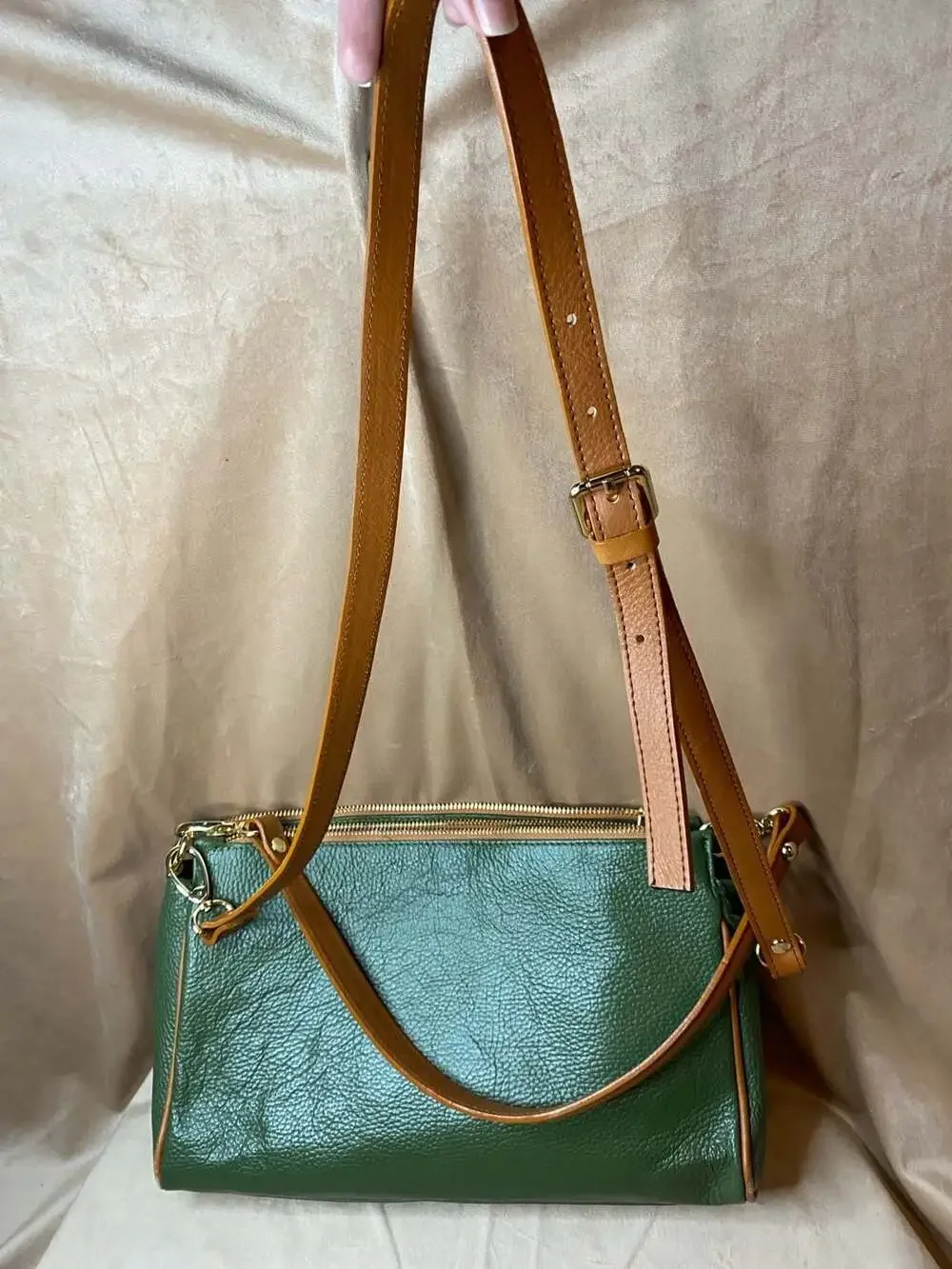 Valentina Green and Tan Crossbody Bag